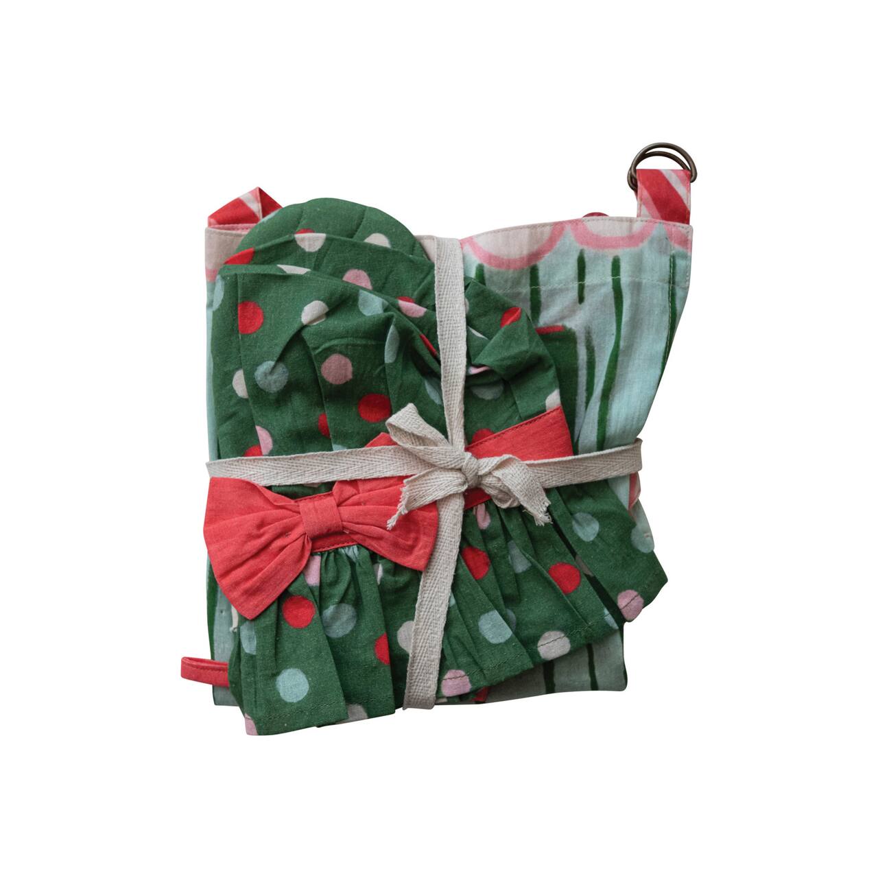 Hello Honey® Mrs. Claus Theme Cotton Child Apron Set